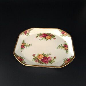 Royal Albert Old Country Roses Rectangular Tray With Gold Trim Floral Pattern
